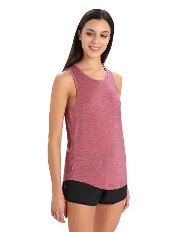 Women's Icebreaker Merino Sphere II Tank T Shirts Cherry Heather | CA 1376KORI